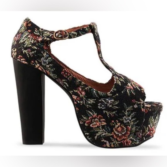 Jeffrey Campbell Vintage Floral Tapestry Platform Size 9.5 Shoes EUC - Picture 16 of 16